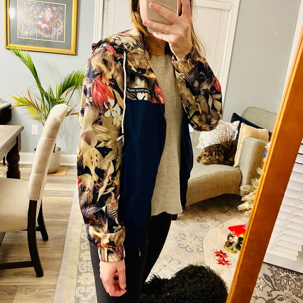Blue Floral Rain and Wind Jacket